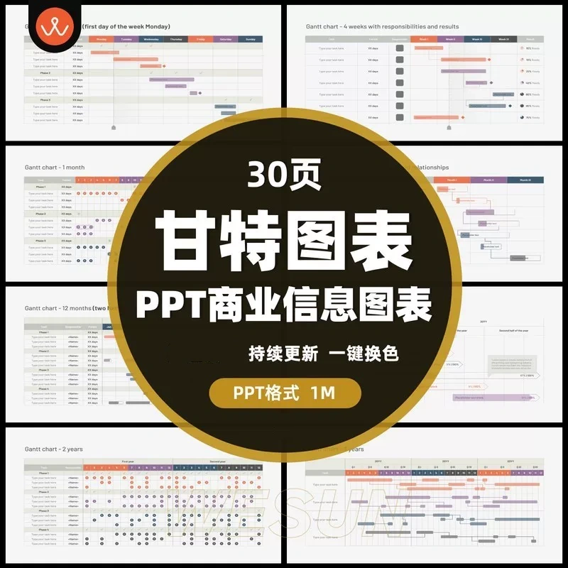 图片[1]-30页甘特图表PPT可视化商业数据分析信息图表素材 gantt-chart【电商热销1266】-暗冰资源网