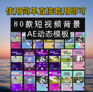 80款短视频背景模板素材AE动态模板-自媒体动态短视频背景模板素材【电商热销988】-北极星资源库