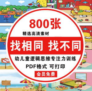 800张找相同找不同高清素材电子版幼儿童逻辑思维专注力训练益智高清素材可打印【电商热销684】-北极星资源库