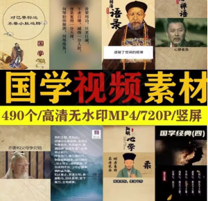 490个国学视频素材【高清无水印】国学智慧语录为人处世情感哲学知识短视频素材【电商热销789】-北极星资源库