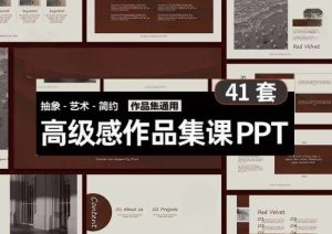 41套高级PPT模版素材-高级感作品集PPT模板 抽象艺术设计感排版求职面试活动汇报通用【电商热销698】-北极星资源库