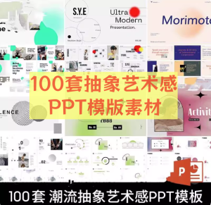 100套极简抽象艺术感PPT模版素材-极简高级感创意毕业答辩作品集工作总结汇报活动策划简约PPT模板【电商热销648-北极星资源库