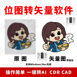图片位图转矢量ai_cdr_cad软件logo自动抠图高清线条路径雕刻制作-北极星资源库