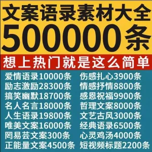 抖音文案大全情感语录素材短视频书单号励志语录口播搞笑段子剧本-北极星资源库