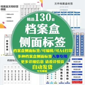 档案盒侧面标签贴纸模板人事管理excel表格安全教育办公文件资料-北极星资源库