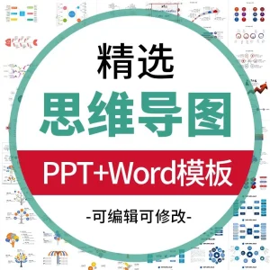 思维导图PPT模板 数据图表WORD可视化信息对比多边形大脑树图形状-北极星资源库