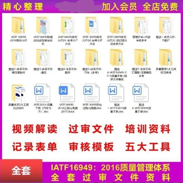 IATF16949 2016质量管理体系全套过审文件资料质量手册电子版