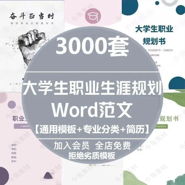 大学生职业生涯规划书word模板范文工作就业求职指导发展计划素材