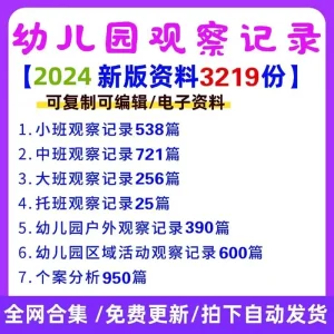幼儿园自主游戏观察与记录电子版区域活动托班小班中班大班资料-北极星资源库