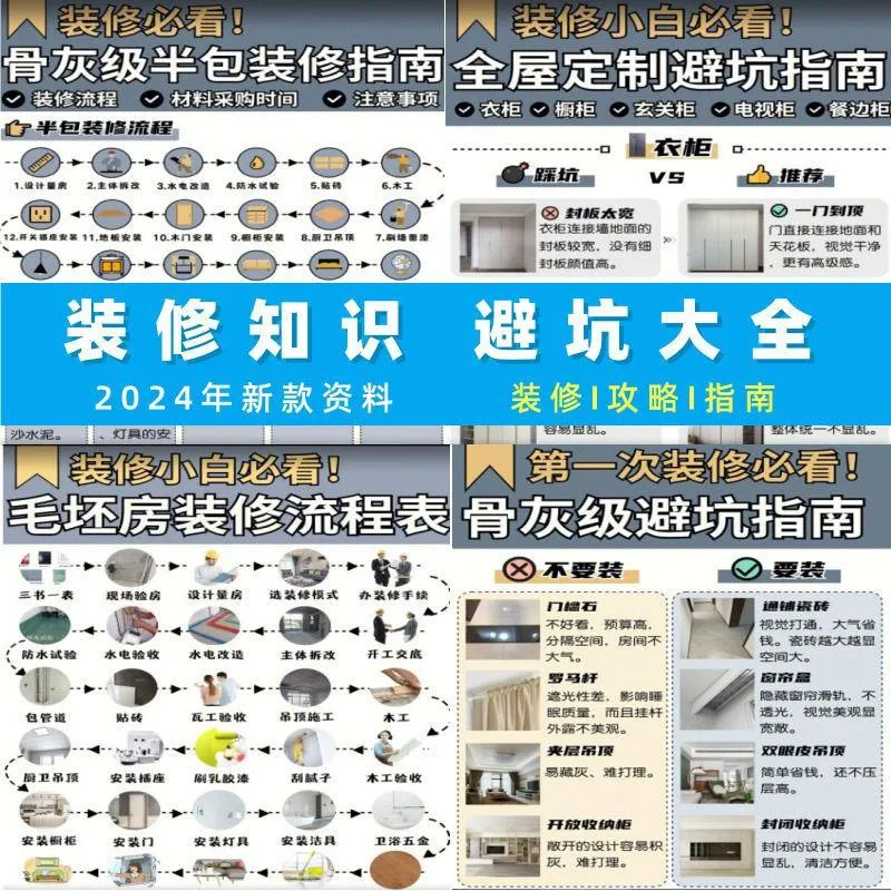 新房装修避坑流程知识图集攻略指南大全施工半包全包材料图片素材