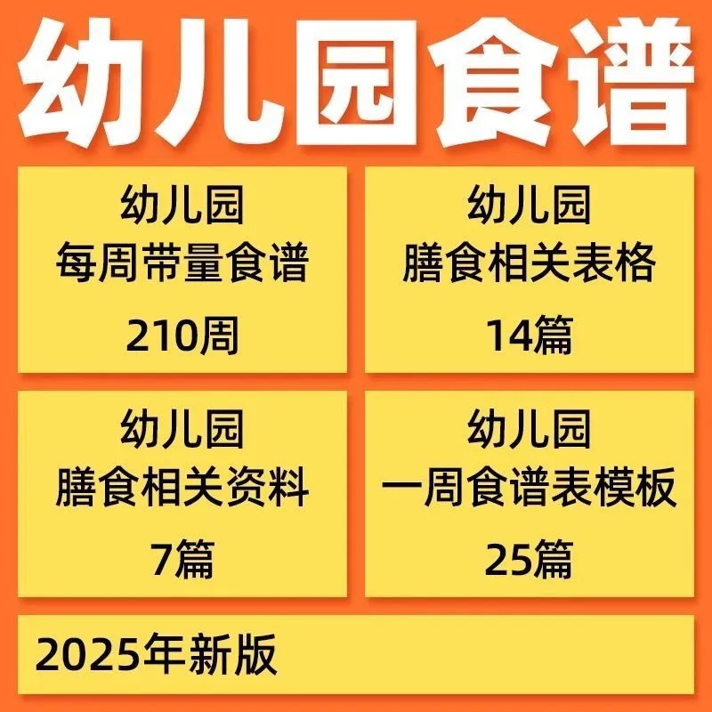 幼儿园食谱幼儿园带量食谱每周食谱一周食谱表