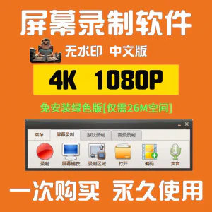 电脑高清1080P录屏录制软件屏幕视频声音录像工具4K无水印mp4格式-北极星资源库