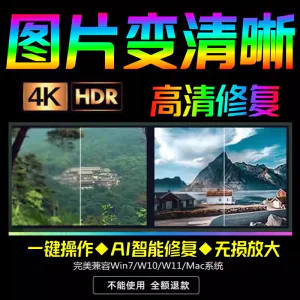 智能AI：图片相片模糊变清晰/高清修复无损放大/黑白上色彩色软件-北极星资源库