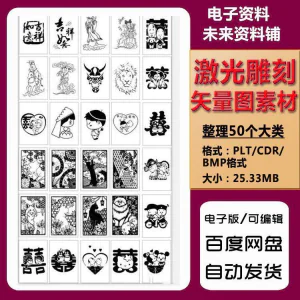 激光雕刻打刻机素材大全刻字图案模板集合plt格式CDR矢量设计文件-北极星资源库