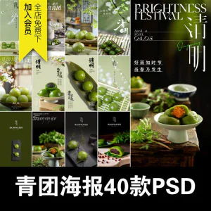 清明青团中式糕点促销摄影实拍照片餐饮食品海报模板PSD设计素材-北极星资源库