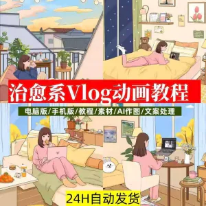 治愈系动画视频插画教程AI绘画动态情感唯美vlog镜头剪辑课程素材