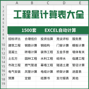 工程量计算表格软件大全钢结构土建安装路桥市政装修建筑预算造价-北极星资源库