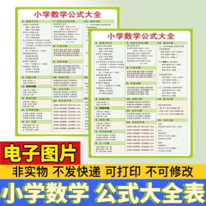 小学生数学1-6年级公式大全学习挂图电子版图片素材打印资料A3A4-北极星资源库