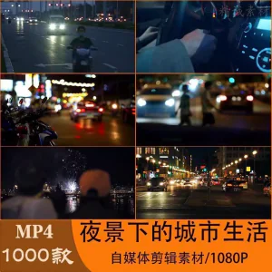 VLOG唯美城市夜景人流车流风景空镜头情感励志短视频素材大全剪辑-北极星资源库