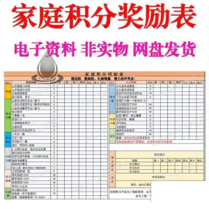 B267家庭积分奖励儿童惩罚积分表小学生儿童自律表可打印电子模板-北极星资源库