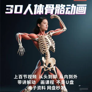 中医人体骨骼肌肉学习3D动态讲解演示视频自学零基础中医人体高考-北极星资源库