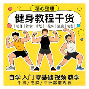 健身运动课程自学运动私教增肌减脂徒手器械锻炼训练视频教程素材-北极星资源库