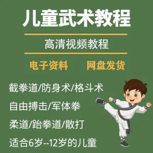 少儿童武术视频教程零基础自学咏春散打擒拿泰拳跆拳道防身术课程