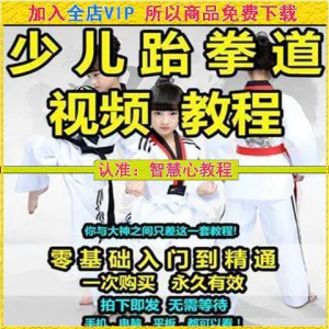 跆拳道自学教学视频跆拳道训练视频跆拳道运动教程少儿培训素材