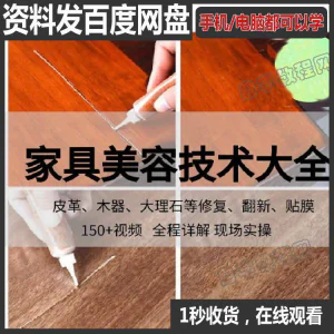 家具维修补漆修复翻新美容视频教程培训自学习方法技术