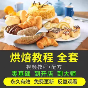 烘焙教程全套烘培视频教程蛋糕点心面包甜品配方课程零基础素材-北极星资源库