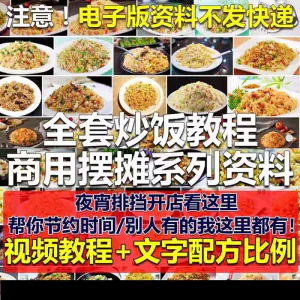 花式炒饭视频教程 泡菜蛋炒饭海鲜盖饭制作 特色小吃配方技术课程-北极星资源库