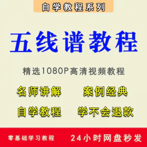 五线谱视频教程教学培训课程在线自学儿童零基础从入门到精通教程-北极星资源库
