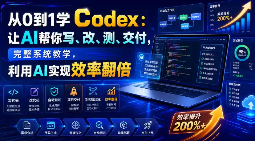 从0到1学Codex：让AI帮你写、改、测、交付，完整系统教学，利用AI实现效率翻倍-北极星资源库