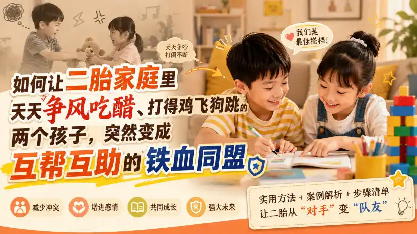 付费文章：如何让二胎家庭里天天争风吃醋、打得鸡飞狗跳的两个孩子，突然变成互帮互助的铁血同盟？-北极星资源库