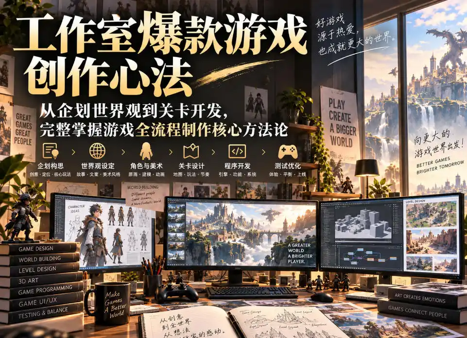 工作室爆款游戏创作心法｜从企划世界观到关卡开发，完整掌握游戏全流程制作核心方法论-北极星资源库