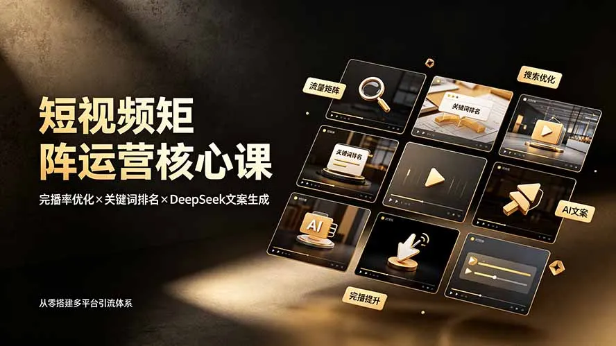 短视频矩阵运营核心课：完播率优化×关键词排名×DeepSeek文案生成，从零搭建多平台引流体系-北极星资源库