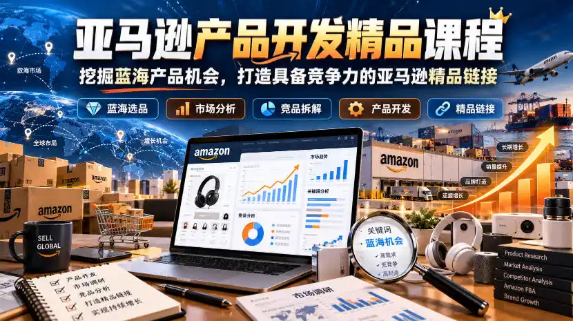 亚马逊产品开发精品课程，挖掘蓝海产品机会，打造具备竞争力的亚马逊精品链接-北极星资源库