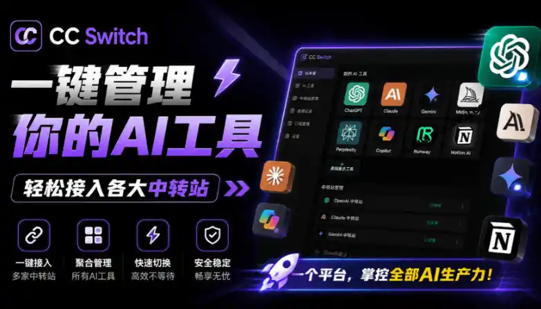 一键给Chatgpt、Codex、Claude接入地第三方中转站，CC Switch统一管理你的AI编程工具工作流-北极星资源库