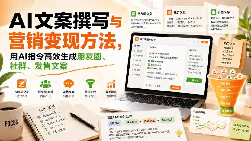 AI文案撰写与营销变现方法，用AI指令高效生成朋友圈、社群、发售文案-北极星资源库