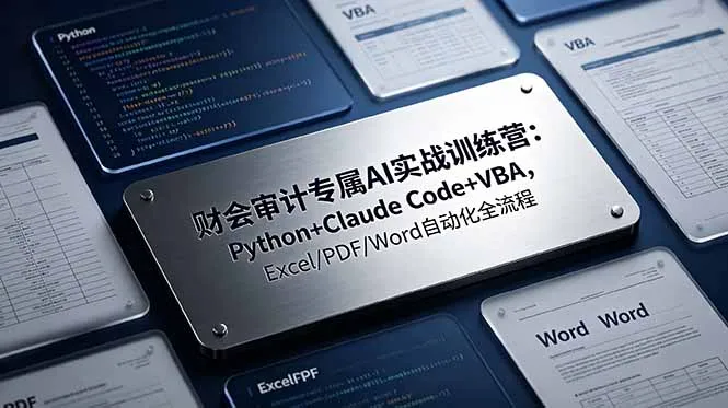 财会审计专属 AI实战训练营-更新：Python+Claude Code+VBA，Excel/PDF/Word自动化全流程-北极星资源库