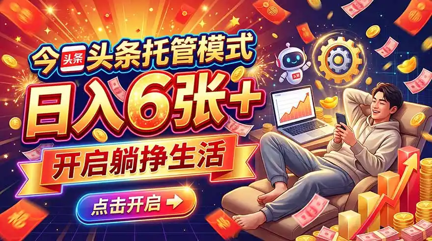今日头条AI托管模式，每天5分钟，最高月入5000+，操作超简单，零门槛-北极星资源库