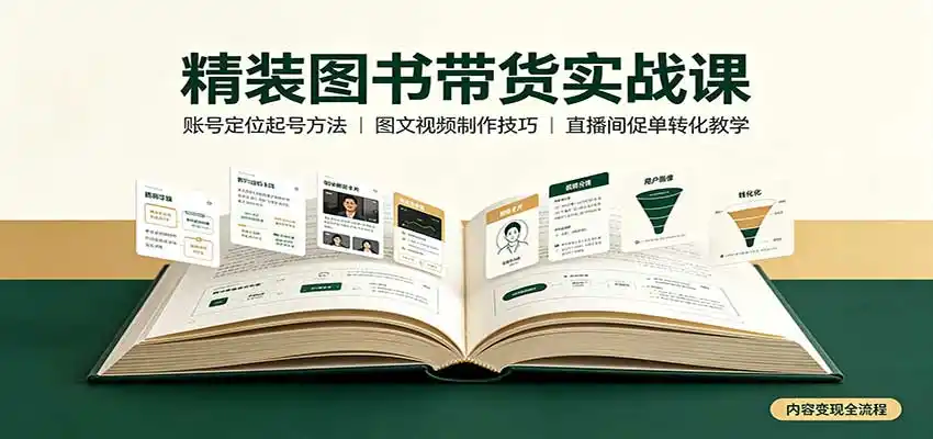 精装图书带货实战课：账号定位起号方法，图文视频制作，促单转化教学-北极星资源库