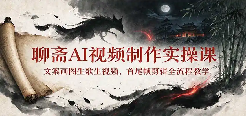 聊斋AI视频制作实操课：文案画图生歌生视频，首尾帧剪辑全流程教学-北极星资源库