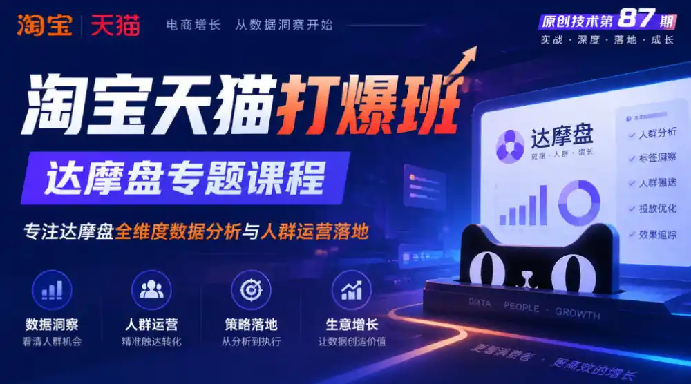 《淘宝天猫打爆班》原创技术第87期，达摩盘专题课程，专注达摩盘全维度数据分析与人群运营落地-北极星资源库
