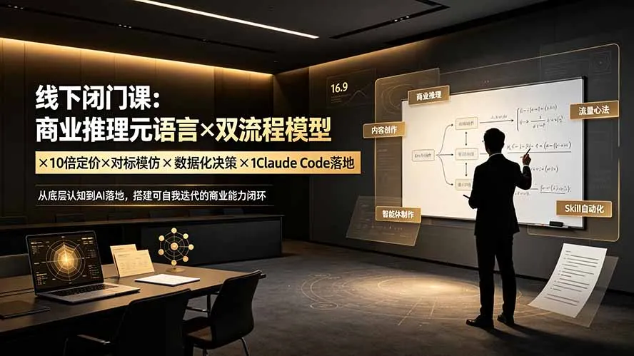 线下闭门课：商业推理元语言×双流程模型×10倍定价×对标模仿×数据化决策×Claude Code落地，击穿认知盲区-北极星资源库