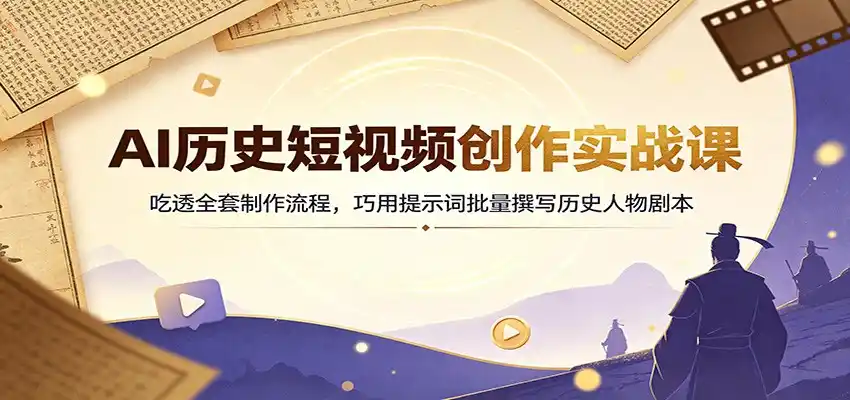 AI历史短视频创作实战课：吃透全套制作流程，巧用提示词批量撰写历史人物剧本-北极星资源库