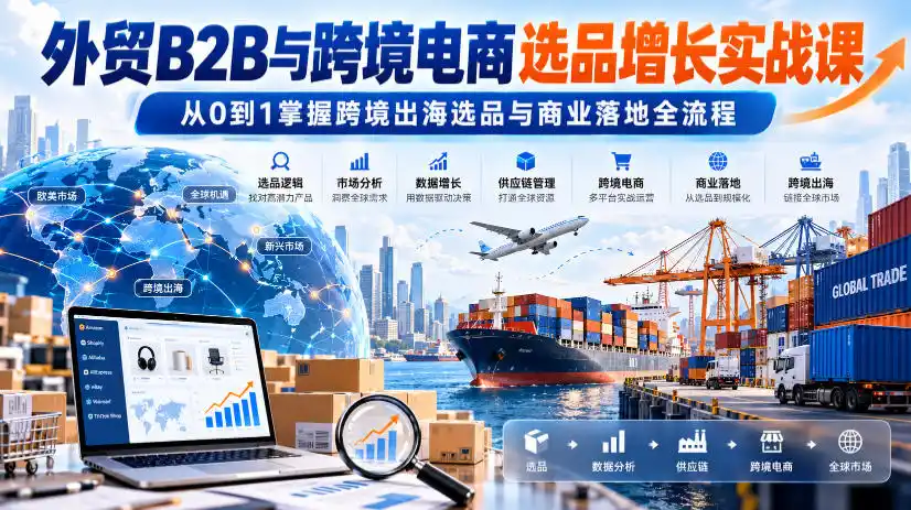 外贸B2B与跨境电商选品增长实战课,从0到1掌握跨境出海选品与商业落地全流程-北极星资源库