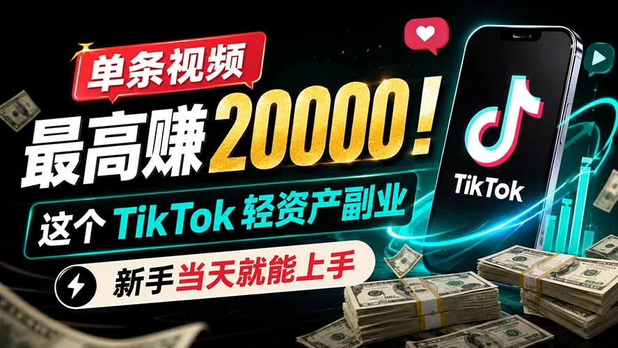 单条视频最高赚 20000！这个 TikTok 轻资产副业，新手当天就能上手-北极星资源库
