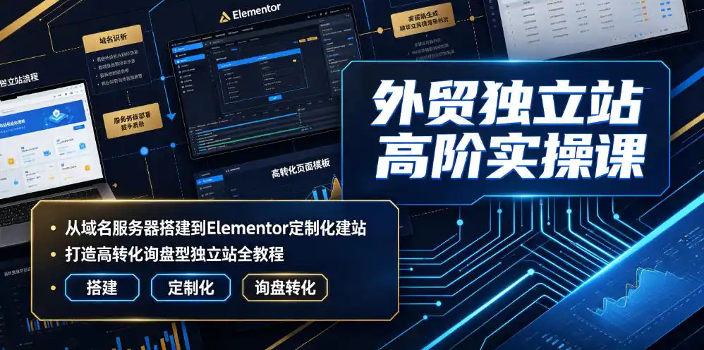 外贸独立站高阶实操课｜从域名服务器搭建到Elementor定制化建站，打造高转化询盘型独立站全教程-北极星资源库