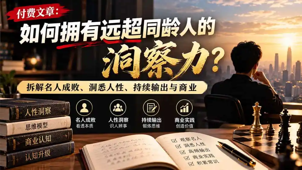 付费文章：如何拥有远超同龄人的洞察力？拆解名人成败、洞悉人性、持续输出与商业实践-北极星资源库
